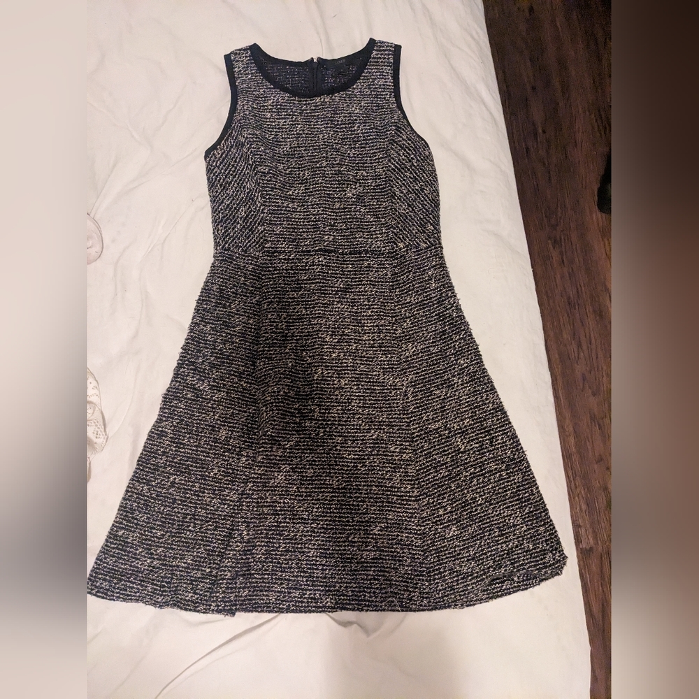 J. Crew Black & White Boucle Tweet Sleeveless Dress